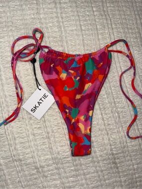 Skatie Bright Multicolor Floral Tie-Side Bikini Bottom